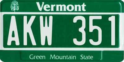 VT license plate AKW351