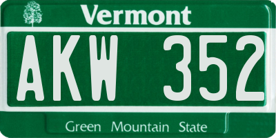 VT license plate AKW352