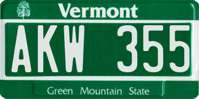 VT license plate AKW355