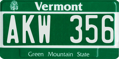 VT license plate AKW356