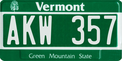 VT license plate AKW357