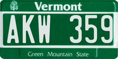 VT license plate AKW359
