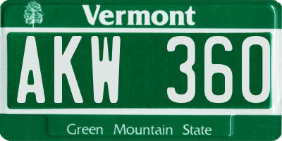 VT license plate AKW360