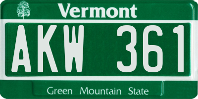 VT license plate AKW361