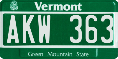 VT license plate AKW363