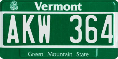 VT license plate AKW364