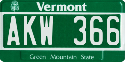 VT license plate AKW366