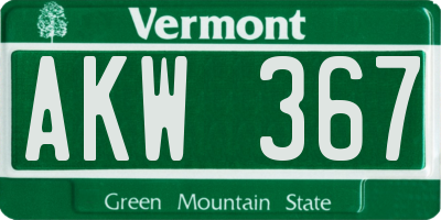 VT license plate AKW367