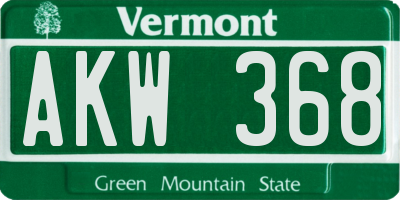 VT license plate AKW368