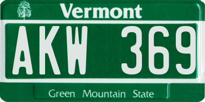 VT license plate AKW369