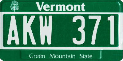VT license plate AKW371