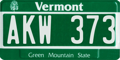 VT license plate AKW373