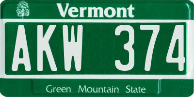 VT license plate AKW374