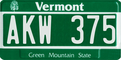 VT license plate AKW375