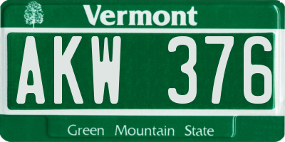 VT license plate AKW376