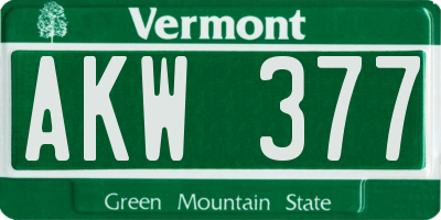 VT license plate AKW377