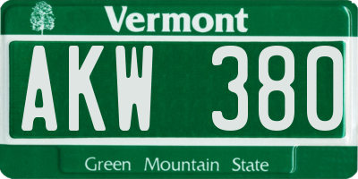 VT license plate AKW380