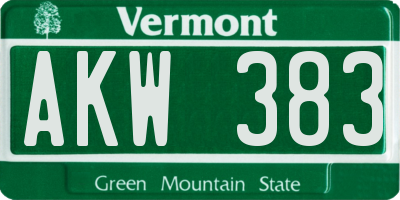 VT license plate AKW383