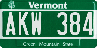 VT license plate AKW384