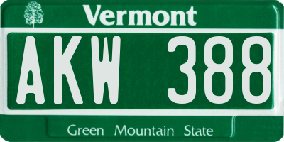 VT license plate AKW388