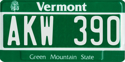 VT license plate AKW390
