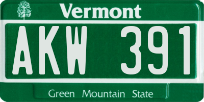 VT license plate AKW391