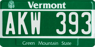 VT license plate AKW393