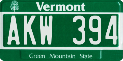 VT license plate AKW394
