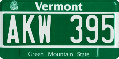 VT license plate AKW395