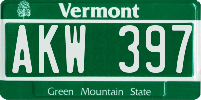 VT license plate AKW397