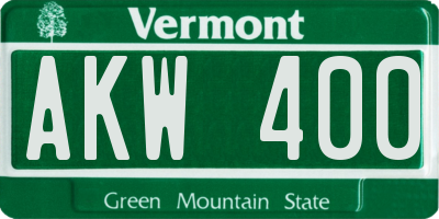 VT license plate AKW400