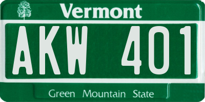 VT license plate AKW401