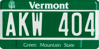 VT license plate AKW404
