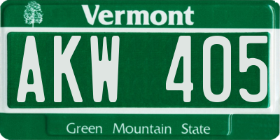VT license plate AKW405