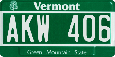 VT license plate AKW406
