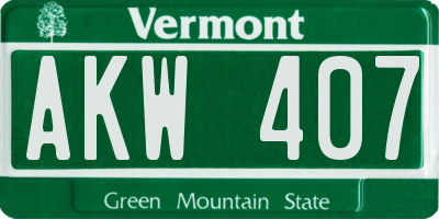 VT license plate AKW407