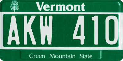 VT license plate AKW410