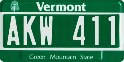 VT license plate AKW411