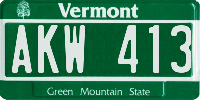 VT license plate AKW413