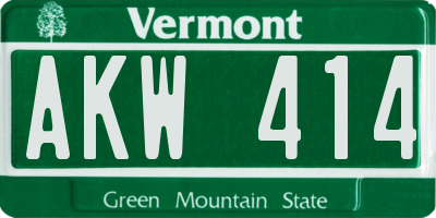 VT license plate AKW414