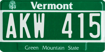 VT license plate AKW415
