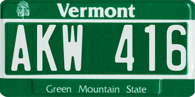 VT license plate AKW416