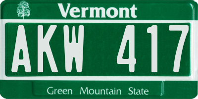 VT license plate AKW417