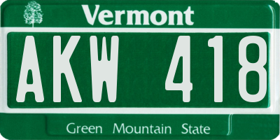 VT license plate AKW418