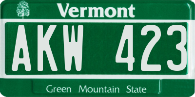 VT license plate AKW423