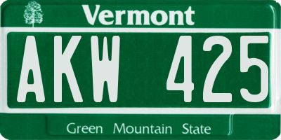 VT license plate AKW425