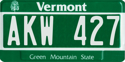 VT license plate AKW427