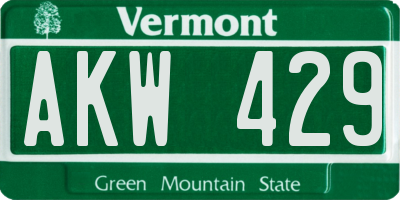 VT license plate AKW429