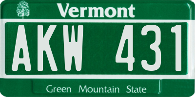 VT license plate AKW431