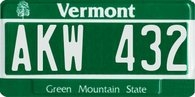 VT license plate AKW432